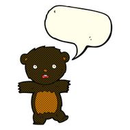 cartoon shocked black bear cub with thought bubble N2