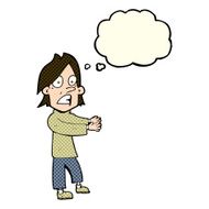 cartoon shocked man with thought bubble N60