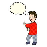 cartoon shocked man with thought bubble N61