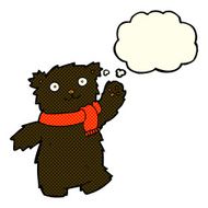 cartoon teddy bear wearing scarf with thought bubble N4