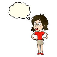 cartoon woman with hands on hips thought bubble N114