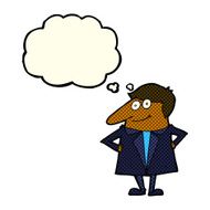 cartoon happy man in suit with thought bubble N5
