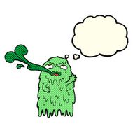 gross cartoon ghost with thought bubble N7