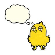 cartoon bored bird with thought bubble N6