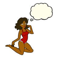 cartoon woman in lingerie with thought bubble N28