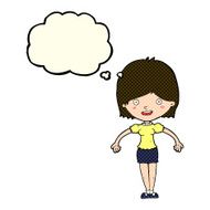 cartoon happy woman with thought bubble N132