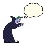 cartoon spooky vampire with thought bubble N5