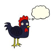 cartoon chicken with thought bubble N11