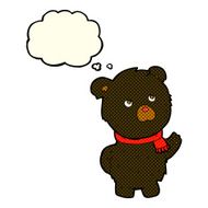 cartoon cute black bear with thought bubble N30