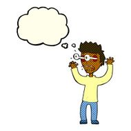 cartoon terrified man with thought bubble N118