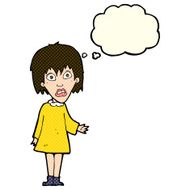 cartoon shocked woman with thought bubble N48
