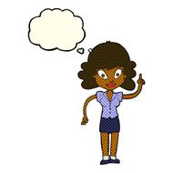 cartoon happy woman with idea thought bubble N6