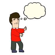 cartoon grumpy man with thought bubble N12