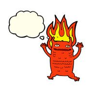 cartoon little monster with thought bubble N16