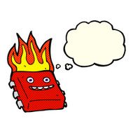 cartoon red hot computer chip with thought bubble N2