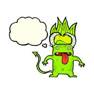 cartoon little devil with thought bubble N11