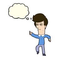 cartoon man accusing with thought bubble N11