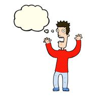 cartoon terrified man with thought bubble N121