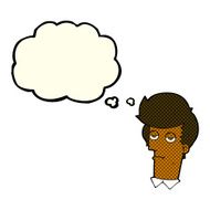 cartoon bored man with thought bubble N20