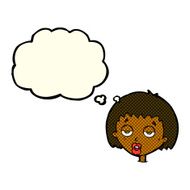 cartoon bored woman with thought bubble N17