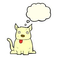 cartoon dog sticking out tongue with thought bubble N11