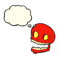 cartoon spooky skull with thought bubble N85