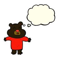cartoon unhappy black bear with thought bubble N6