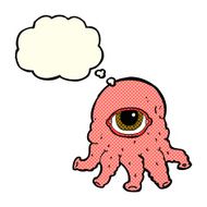 cartoon alien head with thought bubble N6