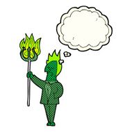 cartoon devil with pitchfork thought bubble N13