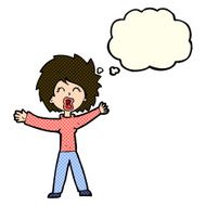 cartoon woman shouting with thought bubble N6
