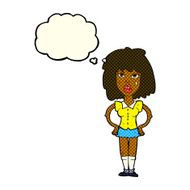 cartoon woman been in fight with thought bubble N4