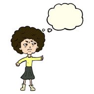 cartoon annoyed old woman with thought bubble N12