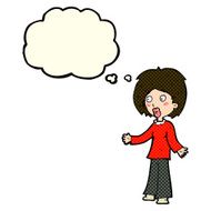 cartoon surprised woman with thought bubble N129
