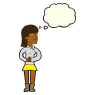 cartoon woman waiting with thought bubble N9