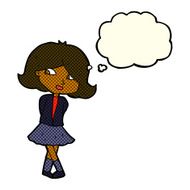 cartoon happy girl with thought bubble N49