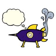cartoon space rocket with thought bubble N11