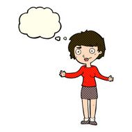 cartoon confused woman with thought bubble N47