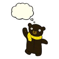 cute cartoon black teddy bear with thought bubble N5