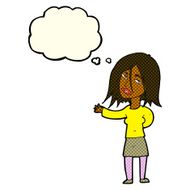 cartoon unhappy woman with thought bubble N5