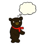 cute cartoon black teddy bear with thought bubble N6