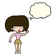 cartoon woman waving with thought bubble N180
