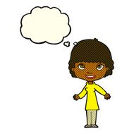 cartoon happy woman with thought bubble N136