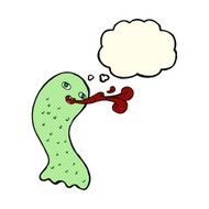 funny cartoon ghost with thought bubble N47