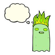funny cartoon ghost with thought bubble N48