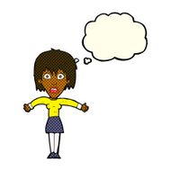 cartoon shocked woman with thought bubble N50