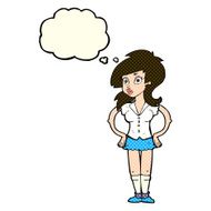 cartoon pretty woman with thought bubble N147