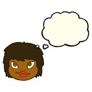cartoon female face with thought bubble N72