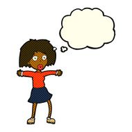 cartoon surprised woman with thought bubble N130