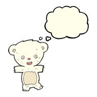 cartoon teddy polar bear cub with thought bubble N5