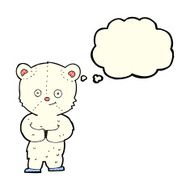cartoon teddy polar bear cub with thought bubble N6